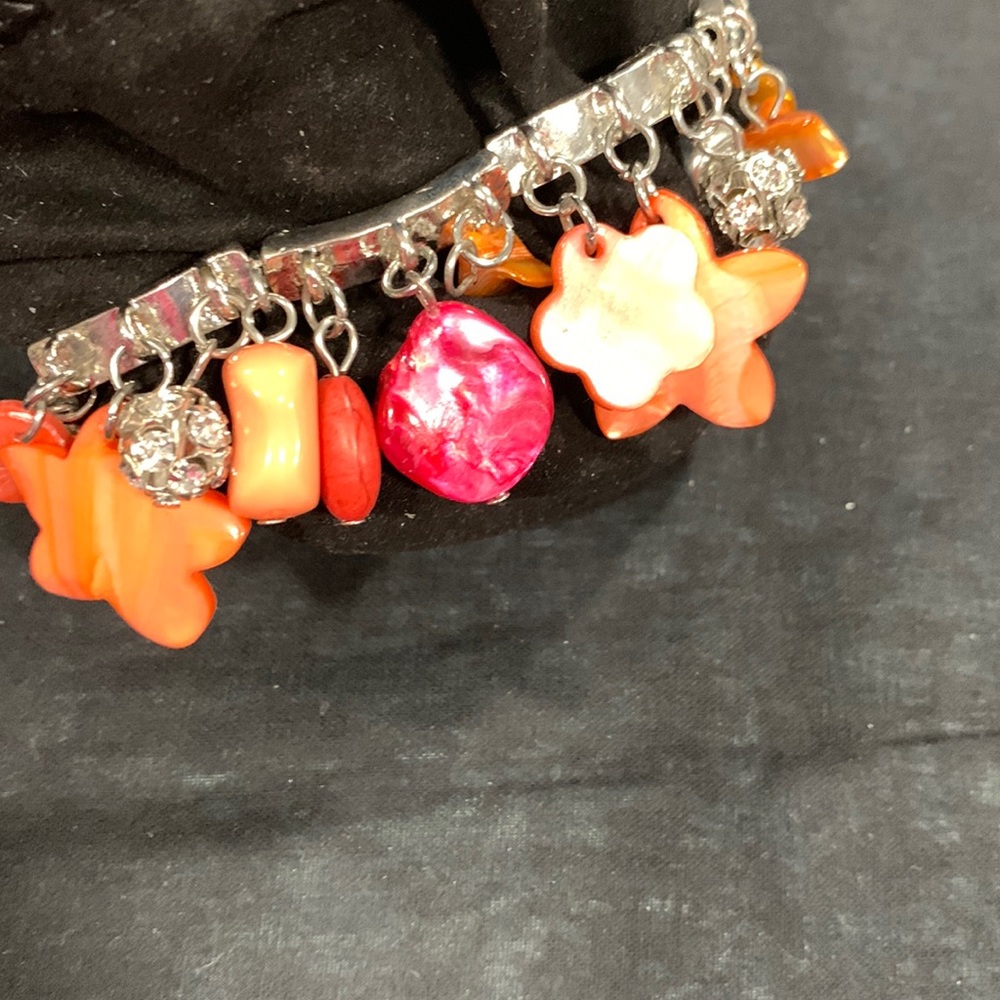 Peach, Pink and Orange Shell Bracelet by Birch Hill (B121) 🧡💗🧡